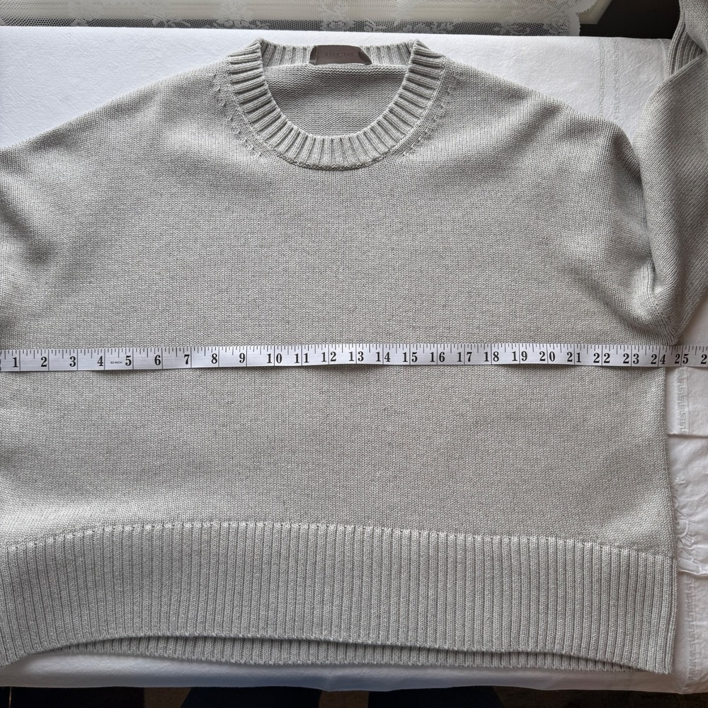 Everlane Crop Sweater Cotton The Boxy Crewneck Ribbed Hem Grey M Minimal - Picture 12 of 15